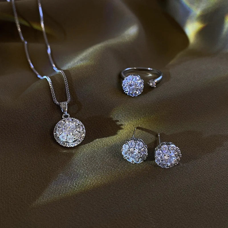Shangjie OEM Conjunto De Joyas Platinum Plated Jewelry Copper Lady Bridal Wedding Jewelry Sets Women Dainty Zircon Jewelry Sets