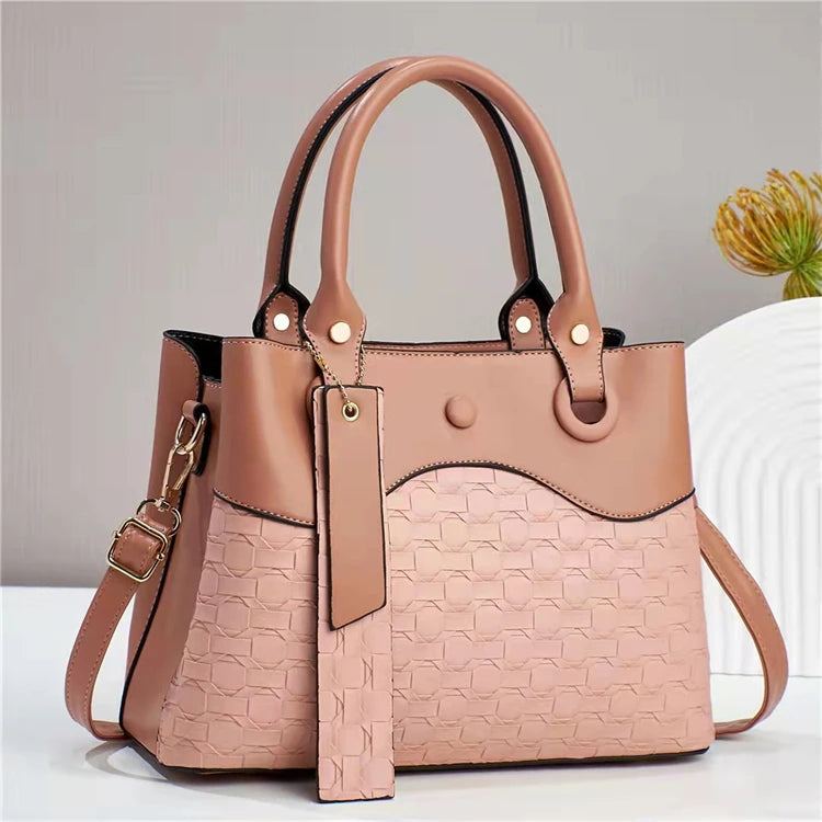 Wholesale Trends Pink Popular Designer Pu Leather Shoulder Fashion Lady Tote Handbag