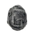 Factory Men's Hairpiece: V-Loop Utra Thin Skin Hair System 40% Mixed Grey Human Hair Wigs Natural Wave Toupee for Men