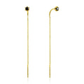 Gemnel Minimalist 925 Sterling Silver Gold Black Stitch Long Chain Stud Earring Women