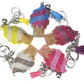 Wholesale New Ice Cream Womens Bag Pendant Fashion Tassel Keyring Korean Velvet Rhinestone Bling Keychain for Women Girls