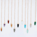 Natural Water Drop Gem Stone Necklace Stainless Steel Chain Jewelry Women Crystal Natural Stone Necklace