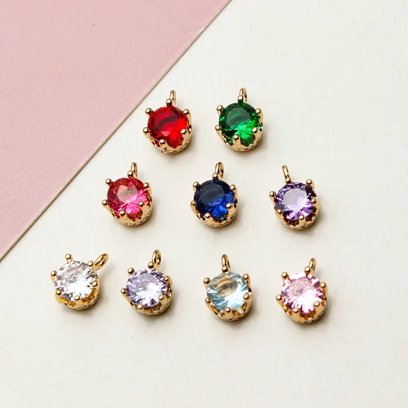 Shiny Brass Gold CZ Micro Set Transparent Zircon Crown Small Diamond Cup Charm Pendant Wholesale