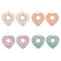 Bohemian Style Oversize Love Heart Tassel Earrings Handmade Cotton Thread Woven Pendant Wedding Gift