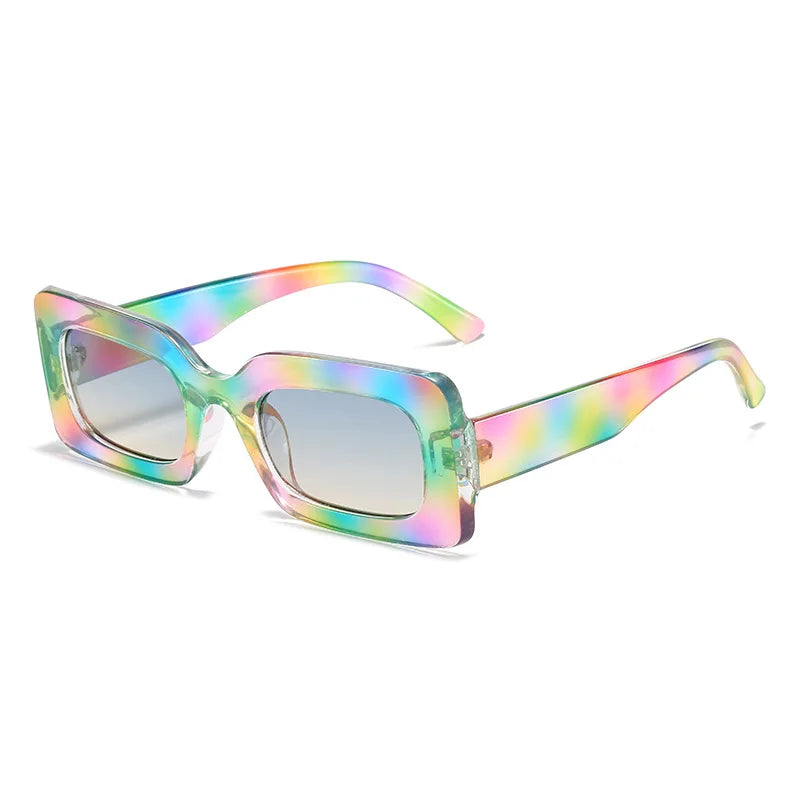 0904 INS Women's 2022 Retro Vintage Sunglasses Fashionable Small Rectangle Plastic Square Glasses with Candy Color Sun Glasses