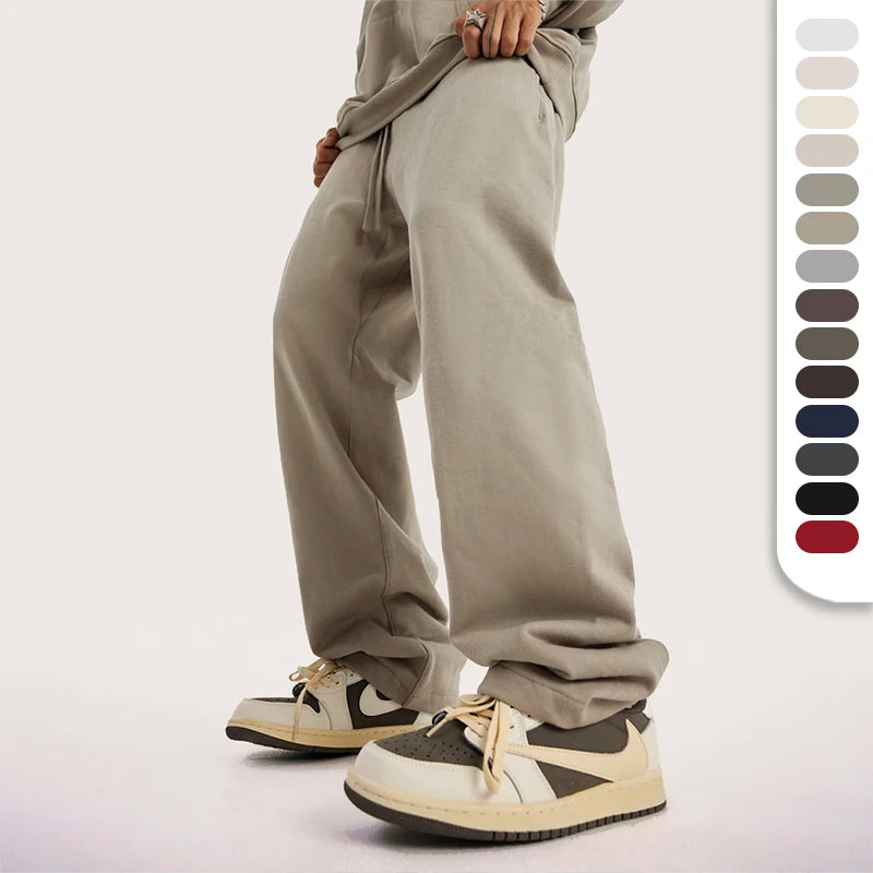 Men's French Terry Straight Jogger Pants With Custom Logo Elastic Waist 445 Gsm Knitted Sweatpants Trackpants