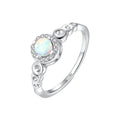 Index Ring Hollow Opal Ring Sterling Silver 925 Cubic Zirconia Round Pave Ring