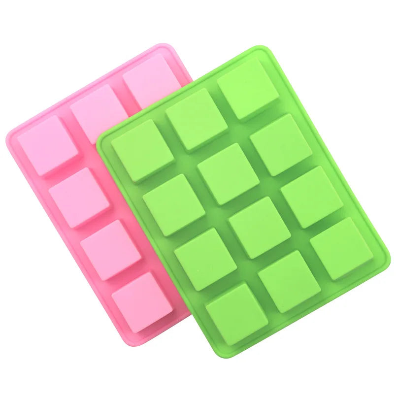 BPA Free Easy Release 12 Holes Mini Square Soap Making Mold Silicone Ice Cube Molds Chocolate Molds