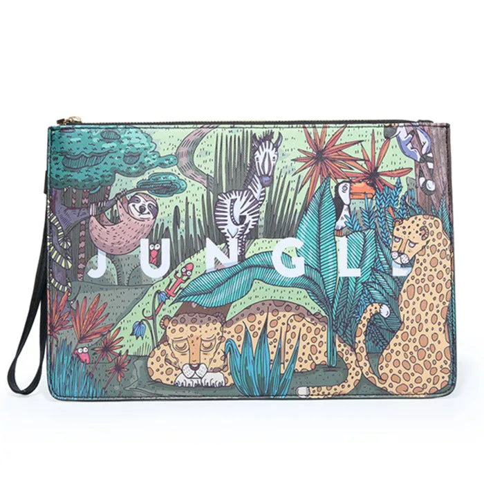 Korean New Clutch Bags Trendy Cartoon Mobile Phone Bags Pu Leather Envelope Pouch Zipper Clutches Bag