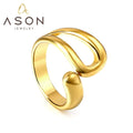 Ason New Korean Stainless Steel Jewelry Temperament Elegant Hollow Gold Rings Design All-match Open Index Finger Rings