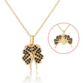 Trendy Open Butterfly 18k Gold Plated Pendant Love Heart Wings Engraved Letter Clavicle Chain Link Necklace for Women