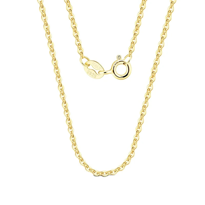 SC06 14K Gold Plated 18Inches Italy Cable Chain 925 Silver Necklace