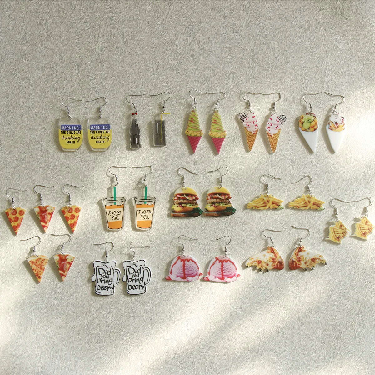 Cute Girl's Earrings Wholesale Acrylic Personality Pizza Ice Cream Burger Pendant Earrings