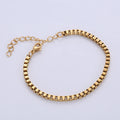 Bulk Fashion Jewelry Women Men Homme 3mm Gold Plated Stainless Steel square Box Chain Bracelet