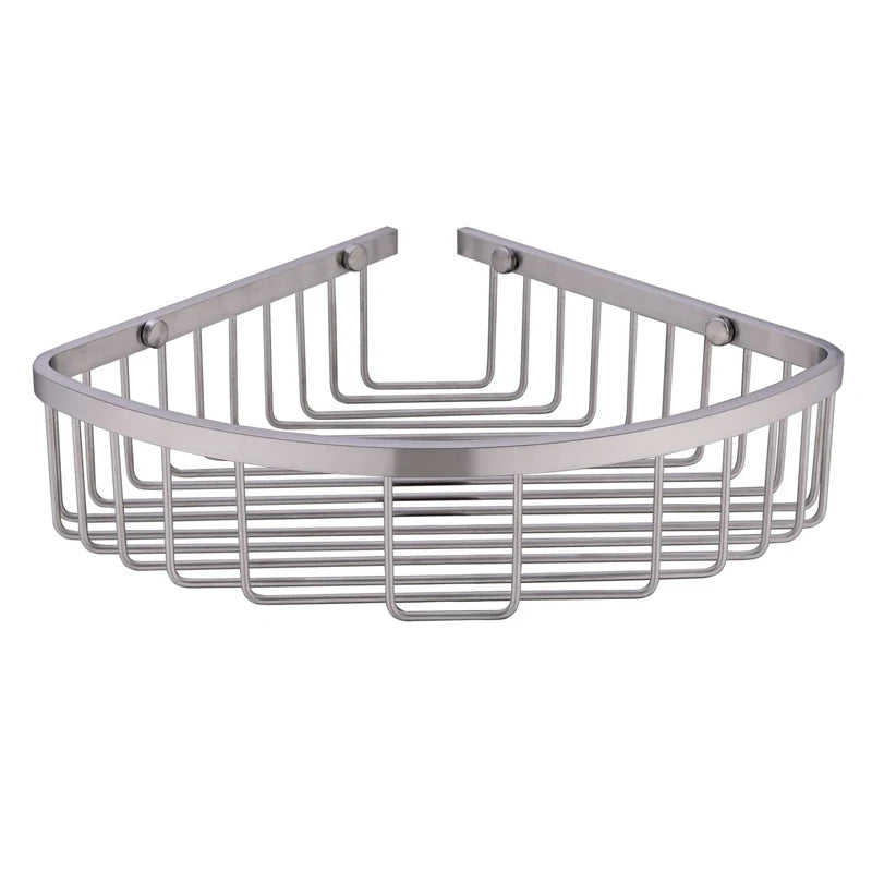 Modern Stainless Steel 304 Durable Chrome Finish Bathroom Corner Shower Caddy Wall-Mounted Shelf