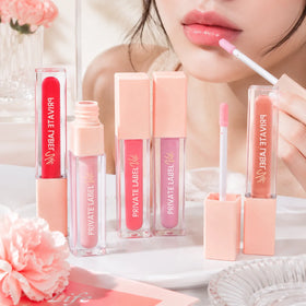 Wholesale 24 Colors Non Sticky Private Label Moisture Glossy Matte Glitter Shimmer Vegan Cruelty Free Pink Glossy Lip Gloss