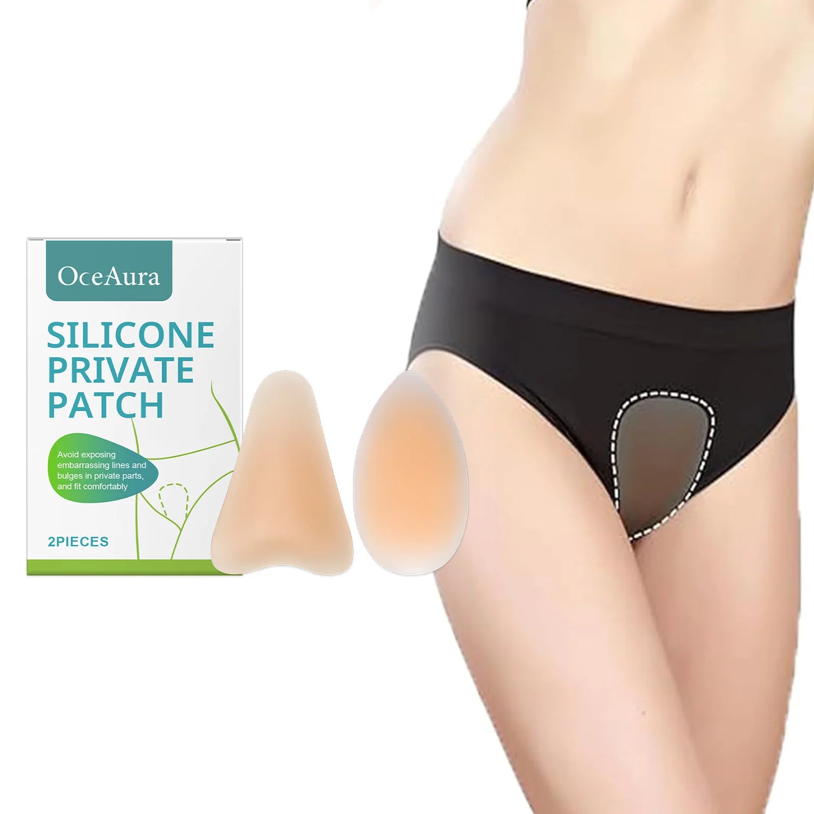 OCEAURA Silicone Private Patch Covering Lines Privacy Protection Natural Invisible Reusable Sticker 2PCS/Box