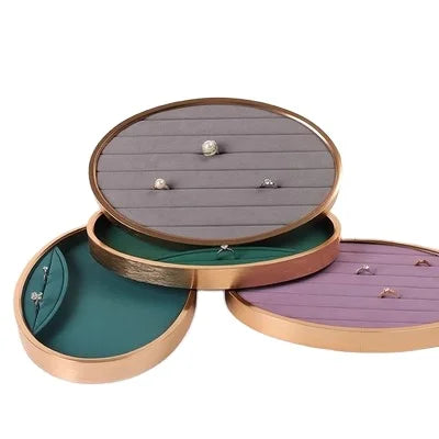 Fancy high end metal oval jewelry ring display tray curved rings decorative jewelry tray