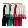 Wholesale 2026 Autumn European and American Leisure Fashion Age Reducing Knitted Top Wide Leg Pants Women's Set