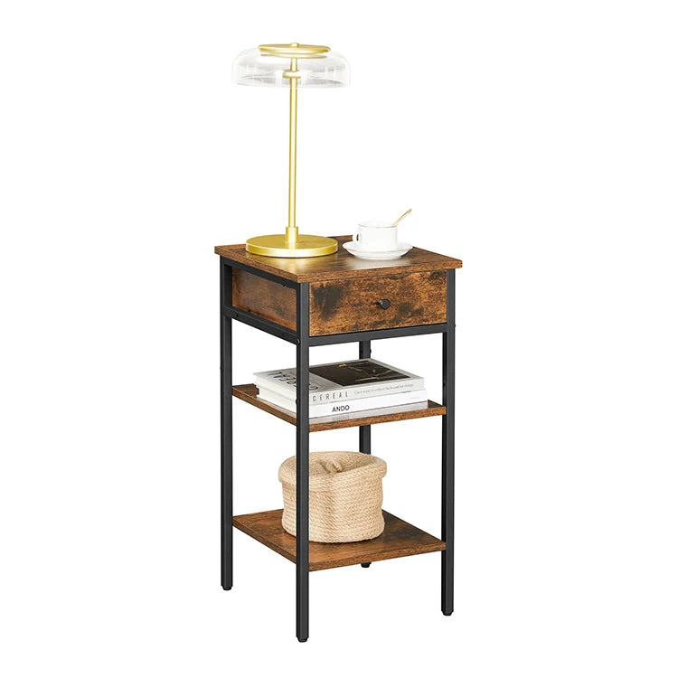 Modern Nordic Iron and Wooden End Table for Living Room Rustic Design Bedroom Sofa Side Furniture Home Furnishing