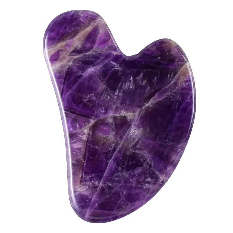 Amethyst JADE Gua Sha Heart Shaped Facial Massage Jade Gua Sha Acupressure Purple Crystal Scraping Tool Amethyst Guasha