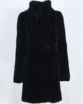 OFTBUY 2023 Winter Long Real Fur Coat Natural Rex Rabbit Mink Solid Black Casual Outerwear Stand Warm Oversize One Piece Coat