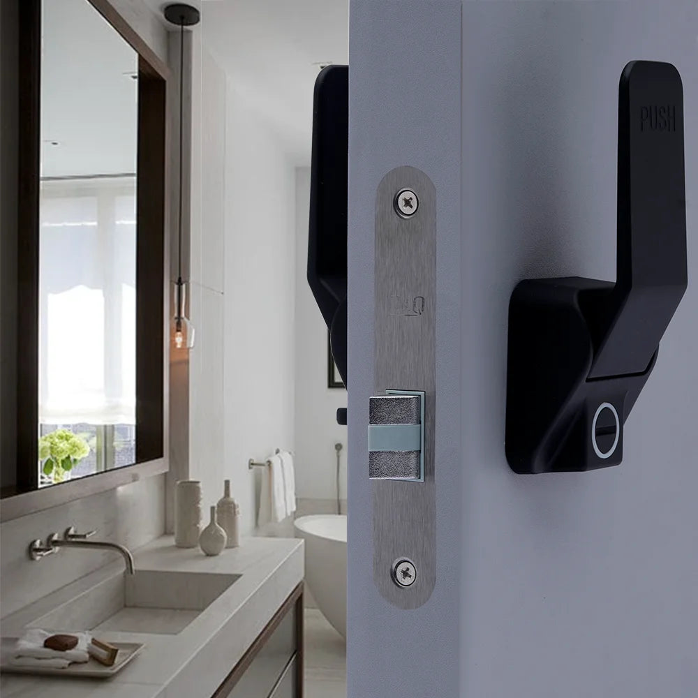 Criterion Factory Sales Popular Flipped Latch with Silent  Matte Black square Push Pull Handle Lock for Washing Room  Doors