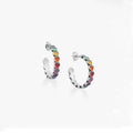 Wholesale 925 Sterling Silver Earring Antique Silver Earrings Enamel Connected Hearts Hoop Earrings for Women