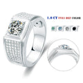 Abiding Classic Engagement 6.5mm Moissanite Diamond 925 Sterling Silver Wedding Silver Ring for Men
