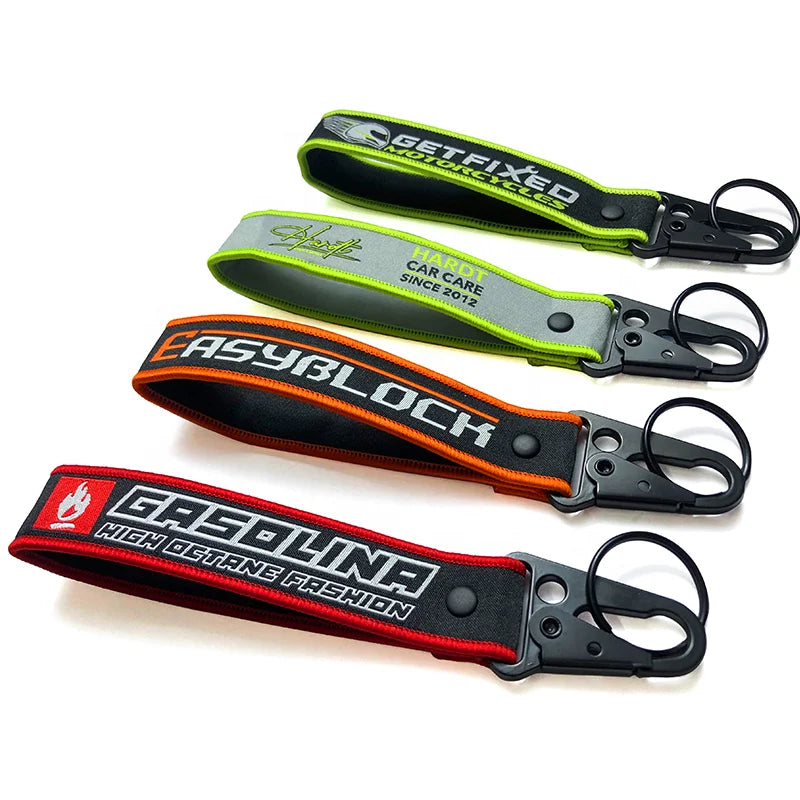 Custom Logo Keyring with Embroidery Personalized Shape Design for Promotional Carabiners & Keychains