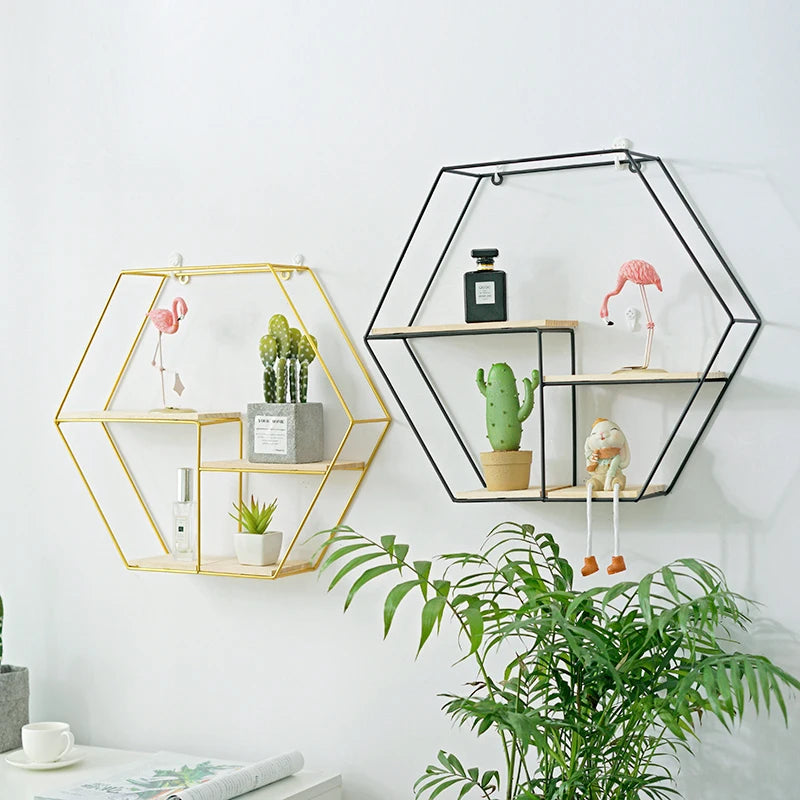 Modern Nordic Style Metal Wall Display Racks Living Room Decor 3pcs Floating Storage Holders for Garage & Bag