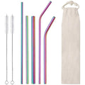 Custom Reusable 12mm Rainbow Colored Stainless Steel Metal Straw for Drinking Juice Straw