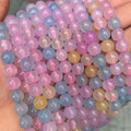 Multi Color Stone Beads Round Loose Smooth Morganit Beads for Jewelry Making DIY Morganite Bracelet