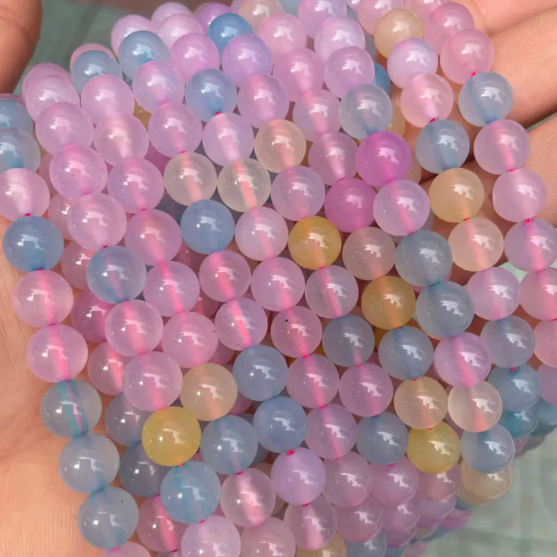 Multi Color Stone Beads Round Loose Smooth Morganit Beads for Jewelry Making DIY Morganite Bracelet