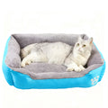 Cross-Border Four Seasons Universal Soft Warm Short-pile Plush Square Waterproof Pet Bed with Paw Print Design for Dogs and Cats