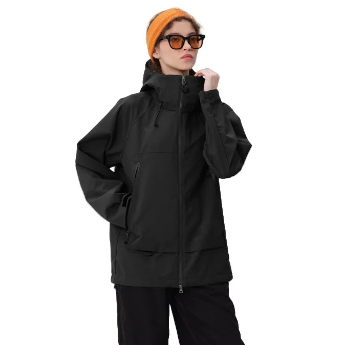 Outdoor Plus Size Hiking Trench Coat Hardshell Single Layer Breathable Waterproof Jacket Customization