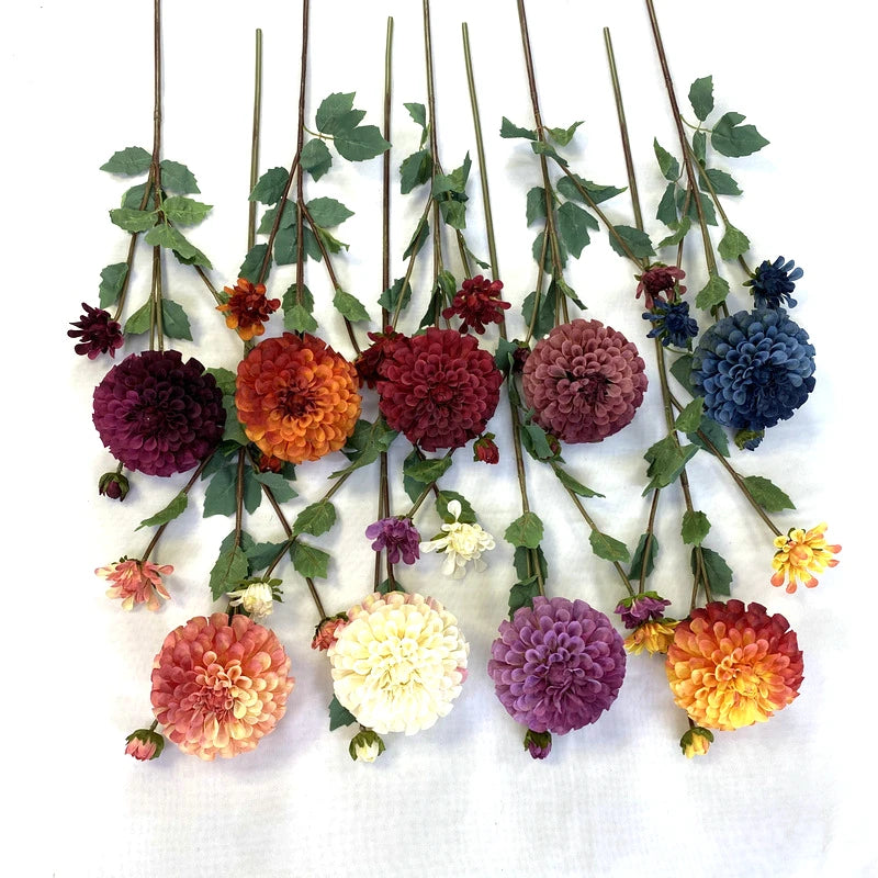 New Arrivals Dahlias Silk Artificial Flowers Dahlia for Home Wedding Decoration