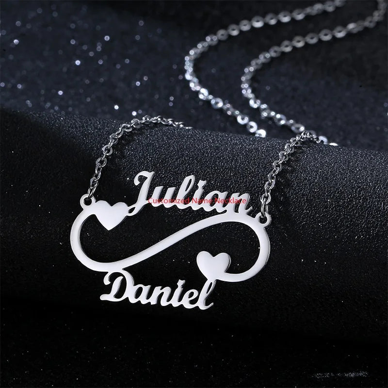 Personalized Heart Custom Name Necklaces for Women Nameplate Friendship Stainless Steel Necklace Jewelry Family Gifts