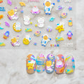 5D Nail Art Sticker Wholesale Emboss Sticker Doll Kawaii Bear Rabbit Nail Art Decoration