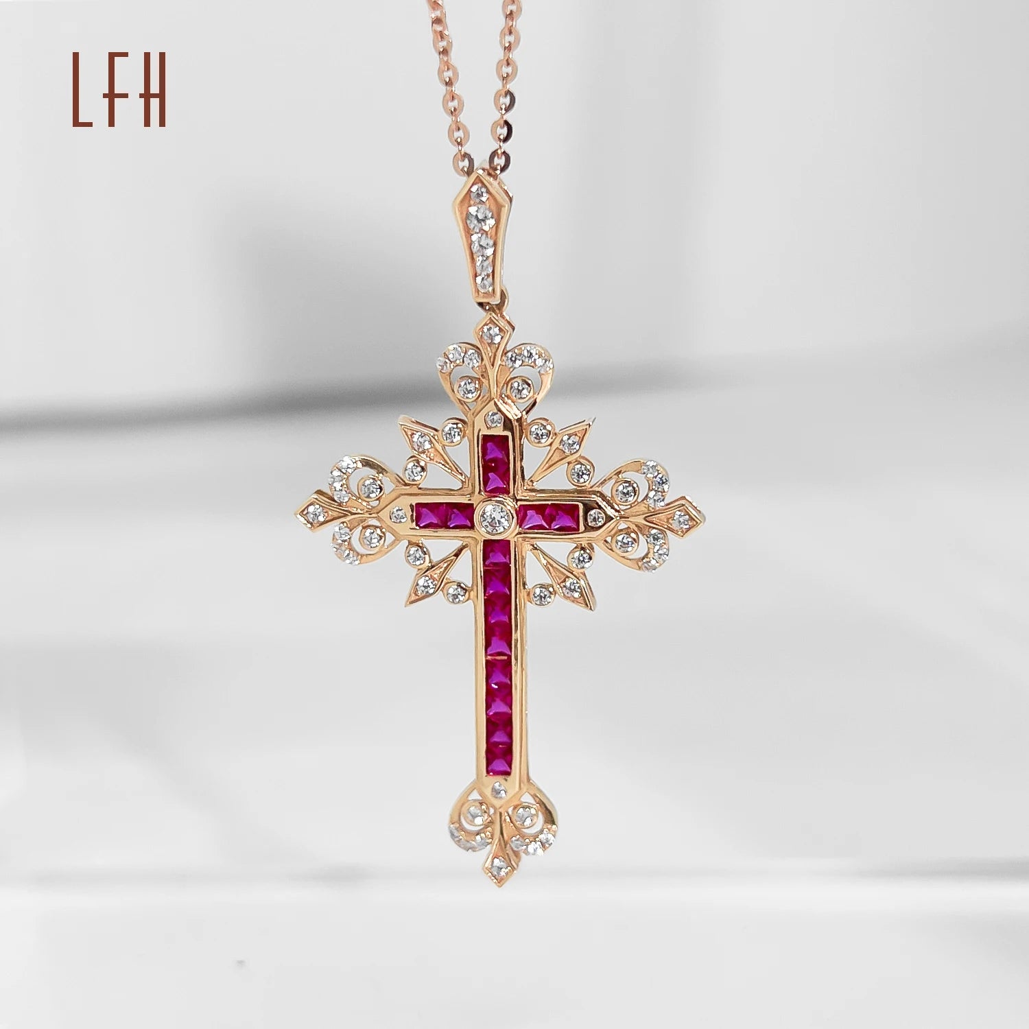 18K Gold Wholesale Simple Cross Necklace 18k Gold Real Jewelry Brass Featuring Cubic Zircon Cross Necklace 18k Gold