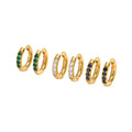 INS Personalized 18K Gold & Stainless Steel Earrings Concise Style 10/12mm Wide Titanium PVD Hoop Fashionable Zircon Circle