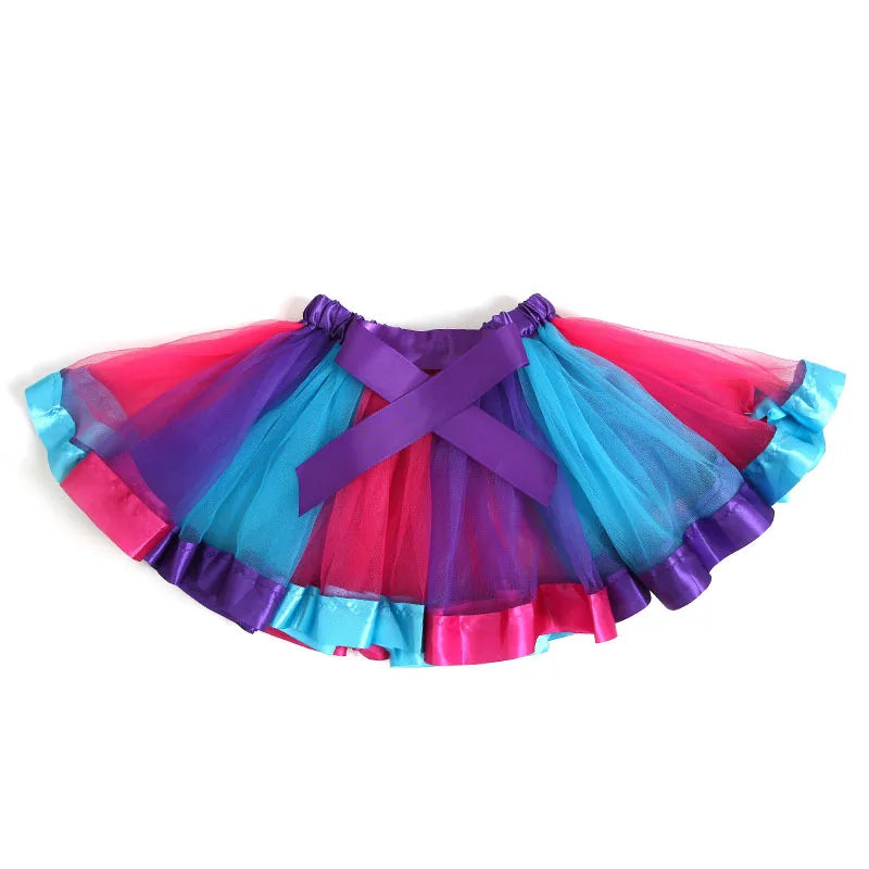 Wholesale Stock Cute Popular Kids Fluffy Ribbon Angel Girl Ballet Dress Rainbow Tutu Skirt Party Children's Christmas Suits