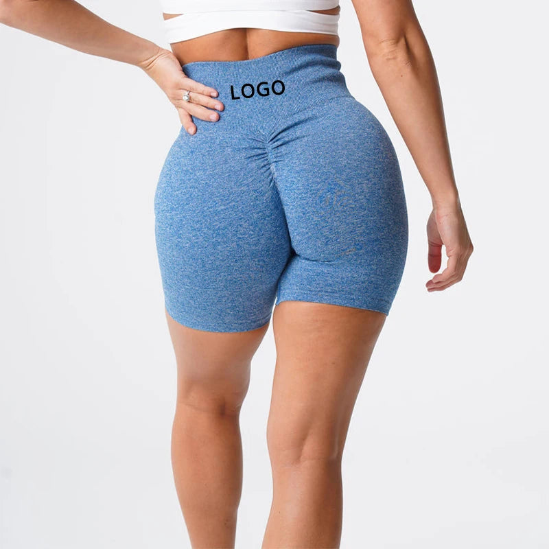Seamless High Waist Ruched Back Speckled Scrunch Seamless Shorts Gym Running Wear Elastic Waist Yoga Short Pants Fitness Women