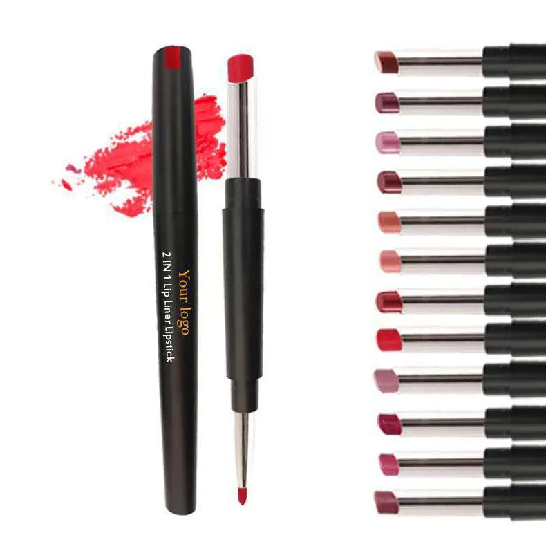 Custom Private Label Beauty Korea Lipstick and Lip Liner Set Lipstick Set Herbal Organic Lip Gloss Waterproof  Lip Liner Set