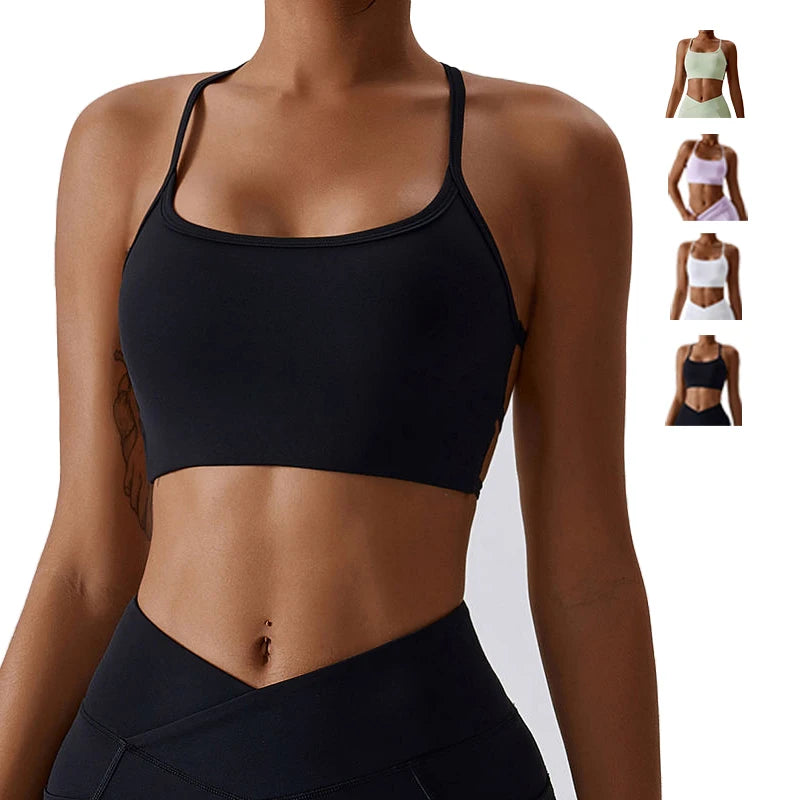 Hot Sale Women Gym Yoga Running Top With Strap Compression Shockproof Fitness Yoga Sports Bra for Women