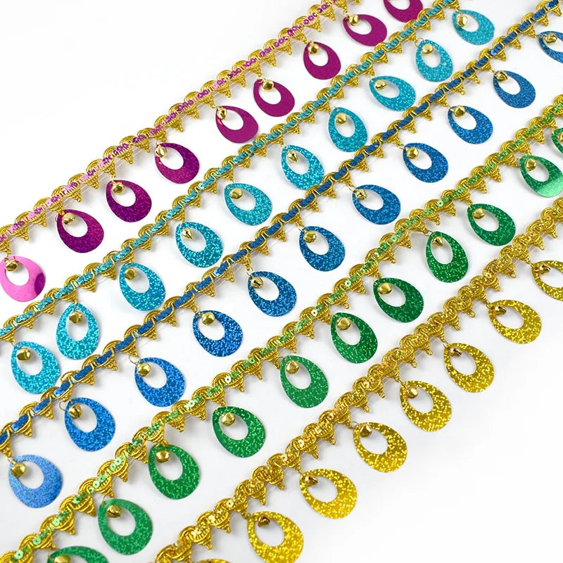 Meetee RC010 6cm DIY Sewing Accessories Colorful Sequin Elastic Lace Trim Ribbon Sustainable for Bags and Home Textile Use