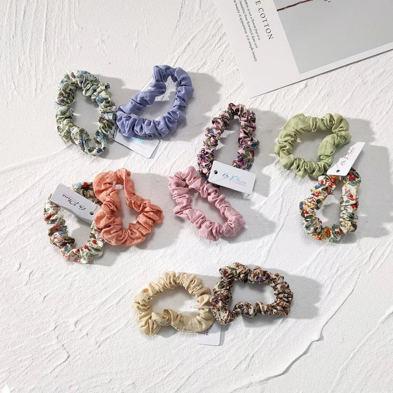 B.PHNE Floral Hair Ties Cotton Loops Elastic Hair Bands Ponytail Scrunchies Set Design Fancy Custom Kids for Kids Girls Women