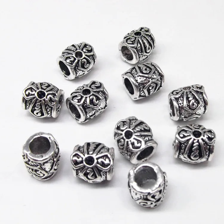 Vintage Alloy Dreadlock Silver Spiral Wig Bead Hair Ring Charms Hair Accessories Braid Beads