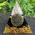 Hot Selling Natural Orgonite Healing Raw Crystal Clear Quartz Black Obsidian Pyramid Ornament Energy Jewelry