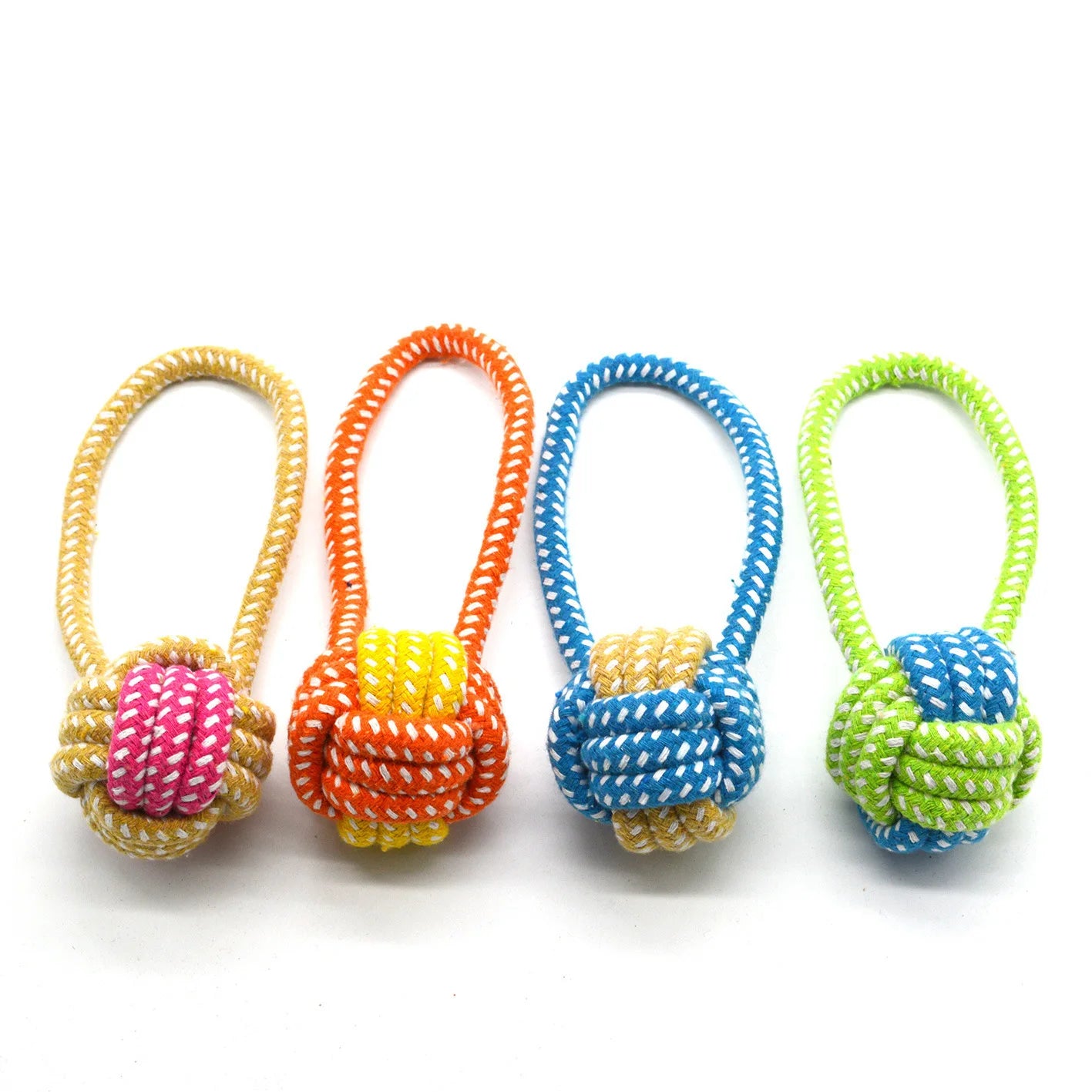 Wholesale Colorful Braided Cotton Ball on Rope Chew Toy